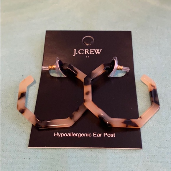 J. Crew Tortoise hoop hexagon earrings. - Picture 6 of 9